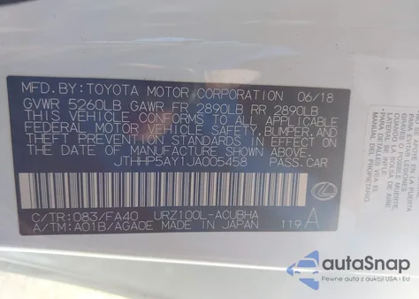 2018 Lexus Lc 500 z USA, uszkodzony, nr VIN JTHHP5AY1JA005458